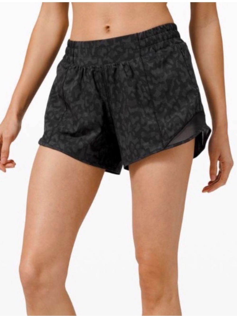 LULULEMON ATHLETICA BLACK MICRO-PRINT ATHLETIC SHORTS!